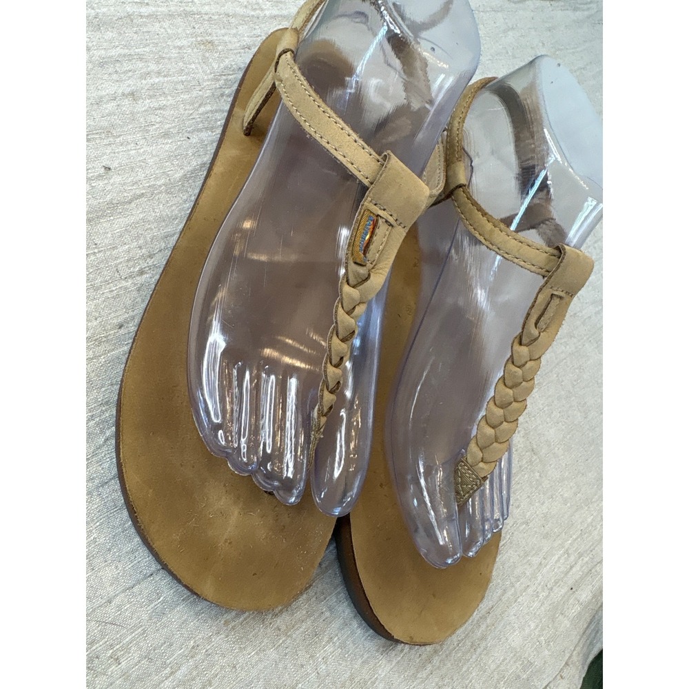 Rainbow Braided Tan Thong Sandals
